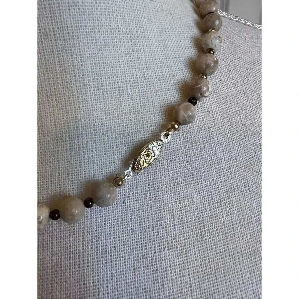 Vintage‎ Unmarked Beaded Synthetic Pearl Chain Necklace Jewelry 9”